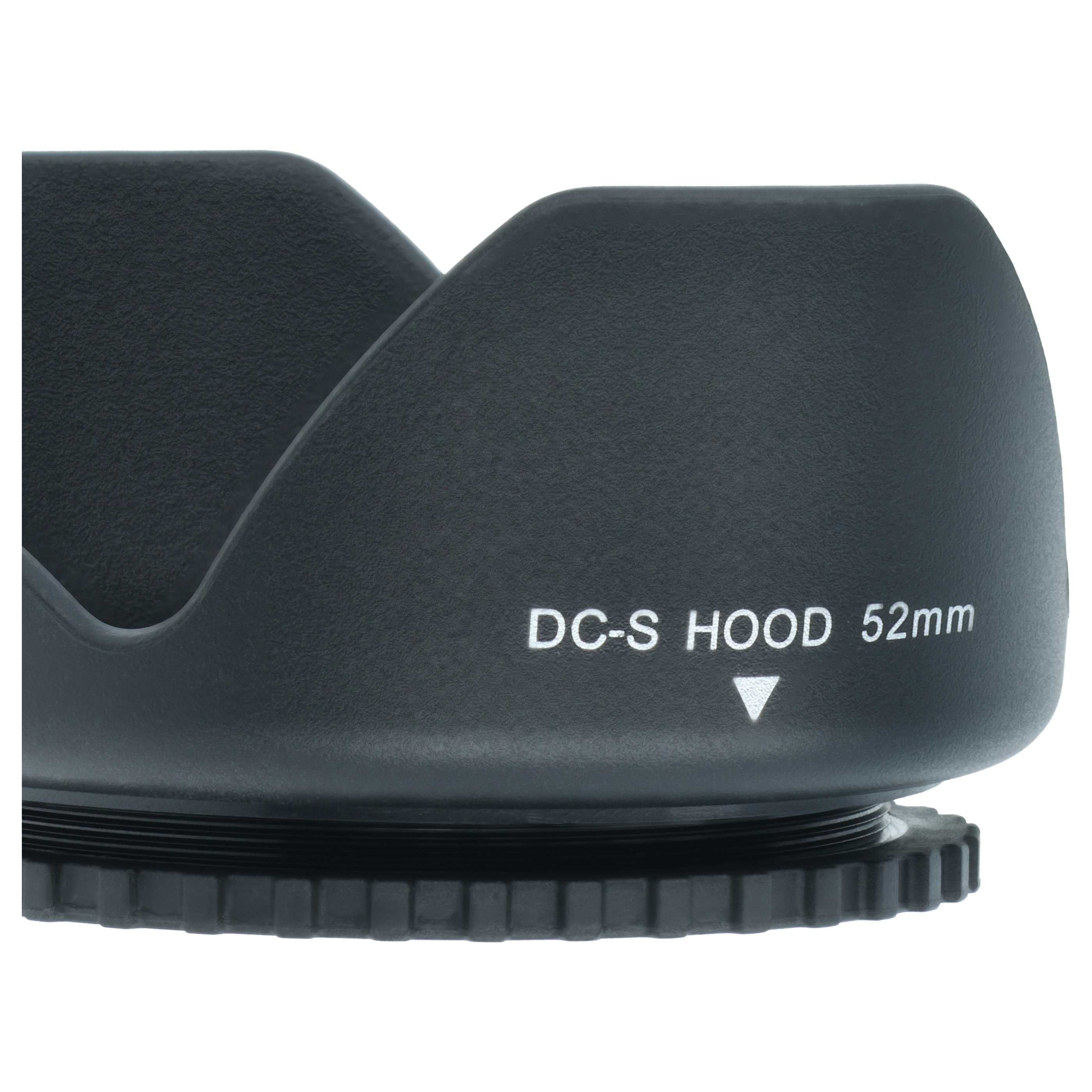 Ein schwarzer Objektivschutz mit der Aufschrift 'DC-S HOOD 52mm'.