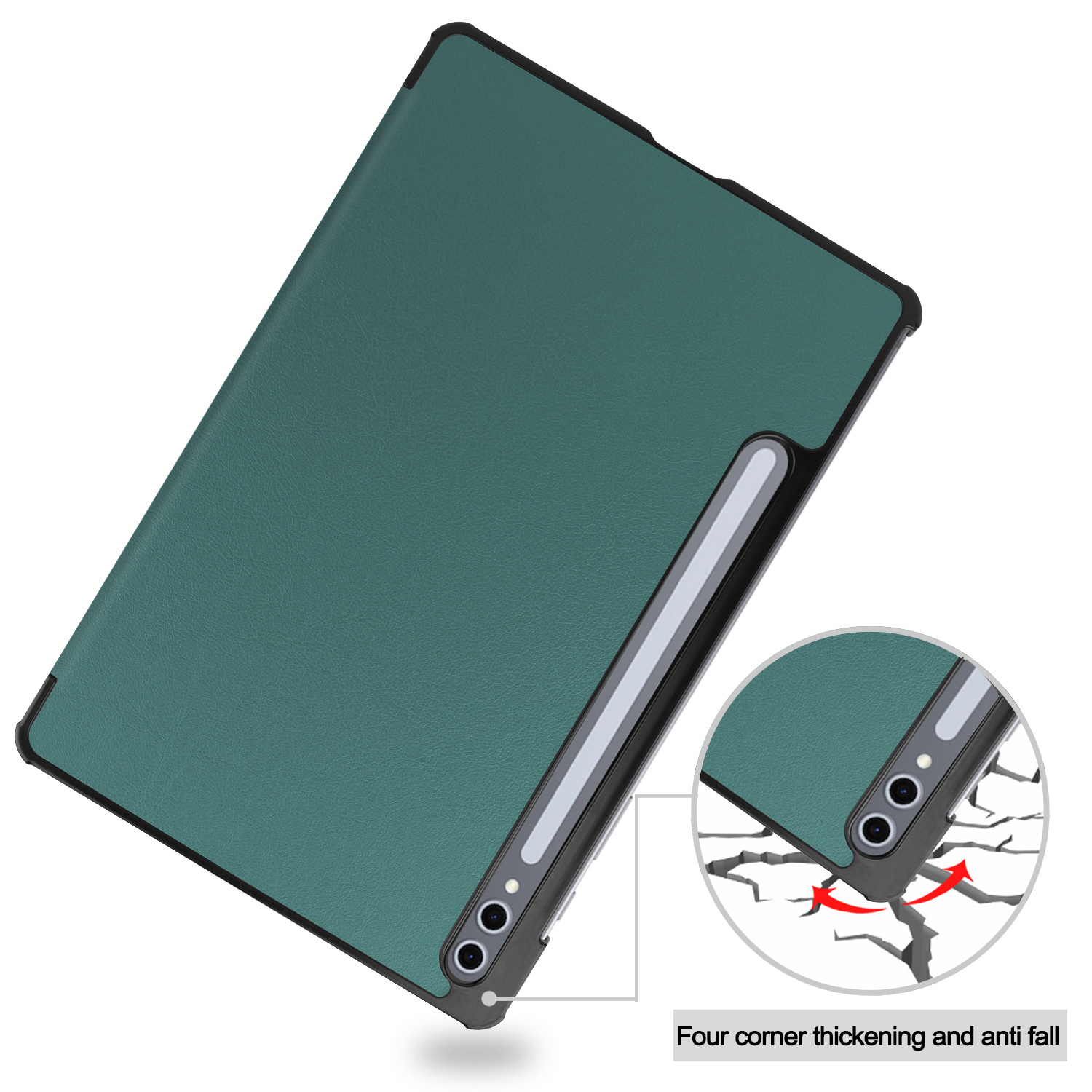 Custodia verde per tablet con ispessimento a quattro angoli e protezione anticaduta.