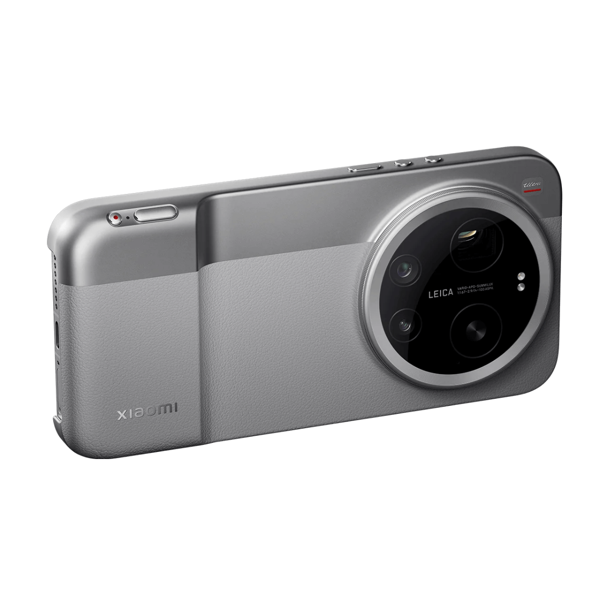 Graues Xiaomi-Smartphone mit großer runder Leica-Kameraeinheit.