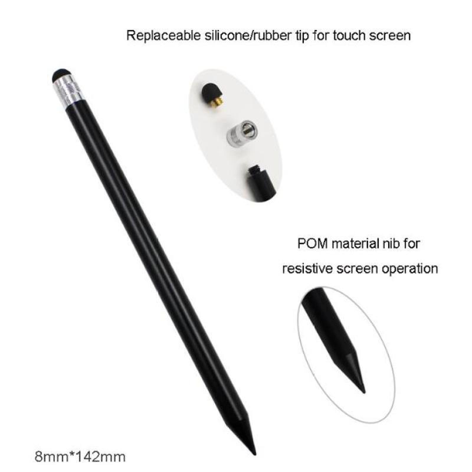 Schwarzer Stift mit austauschbarer Silikonspitze und POM-Spitze.