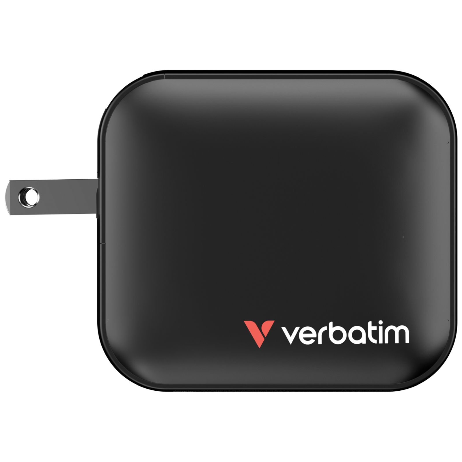 Schwarzer USB-Adapter mit Verbatim-Logo und ausklappbarem Stecker.