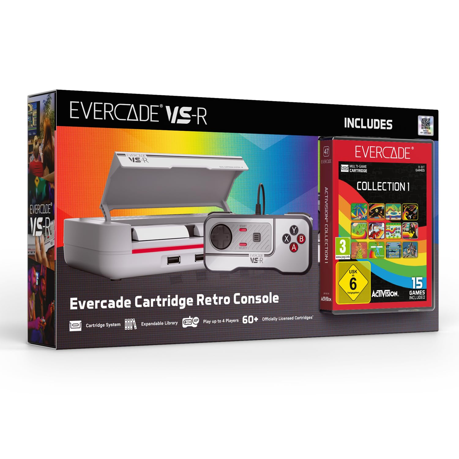 Consola retro Evercade VS-R con mando y cartucho de juego Activision Collection 1.