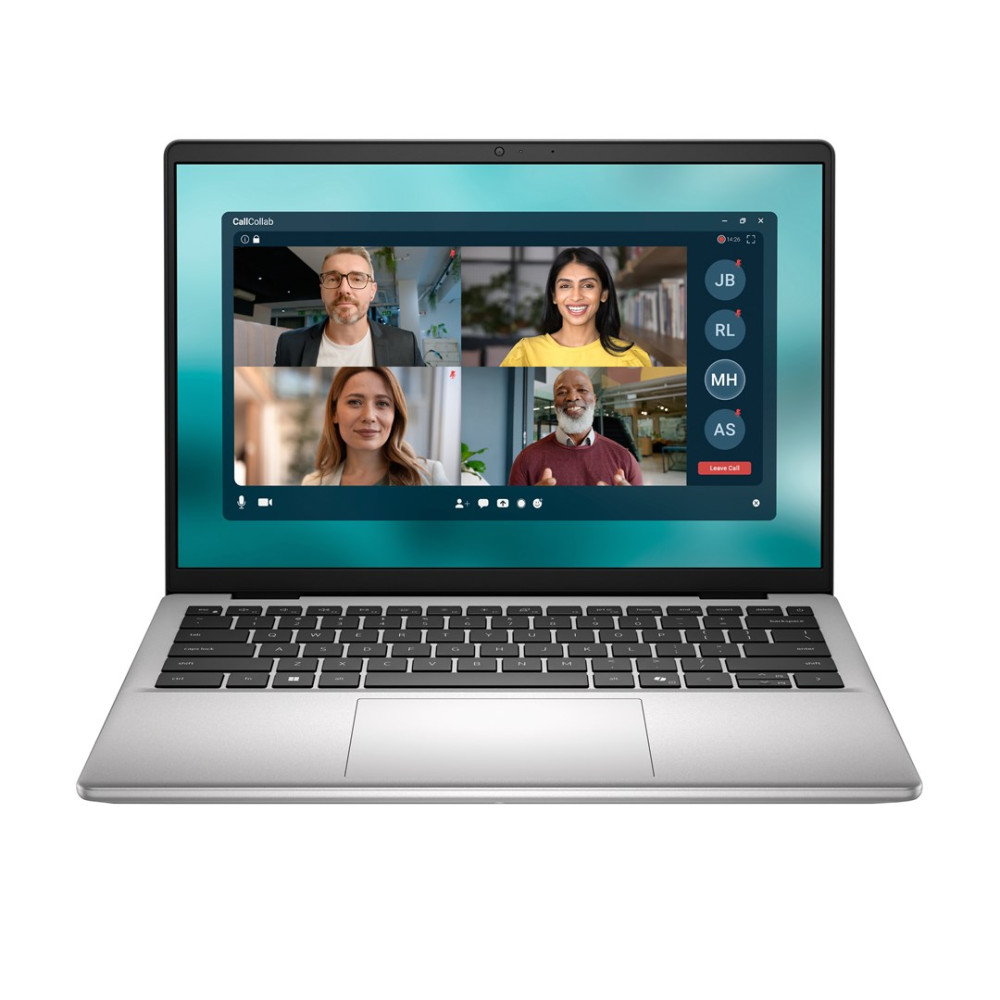 Laptop wyświetla rozmowę wideo z czterema osobami w podziale.