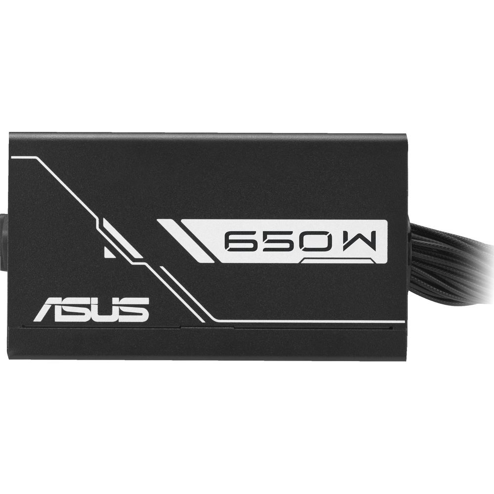 Czarny zasilacz ASUS 650W z kablami.