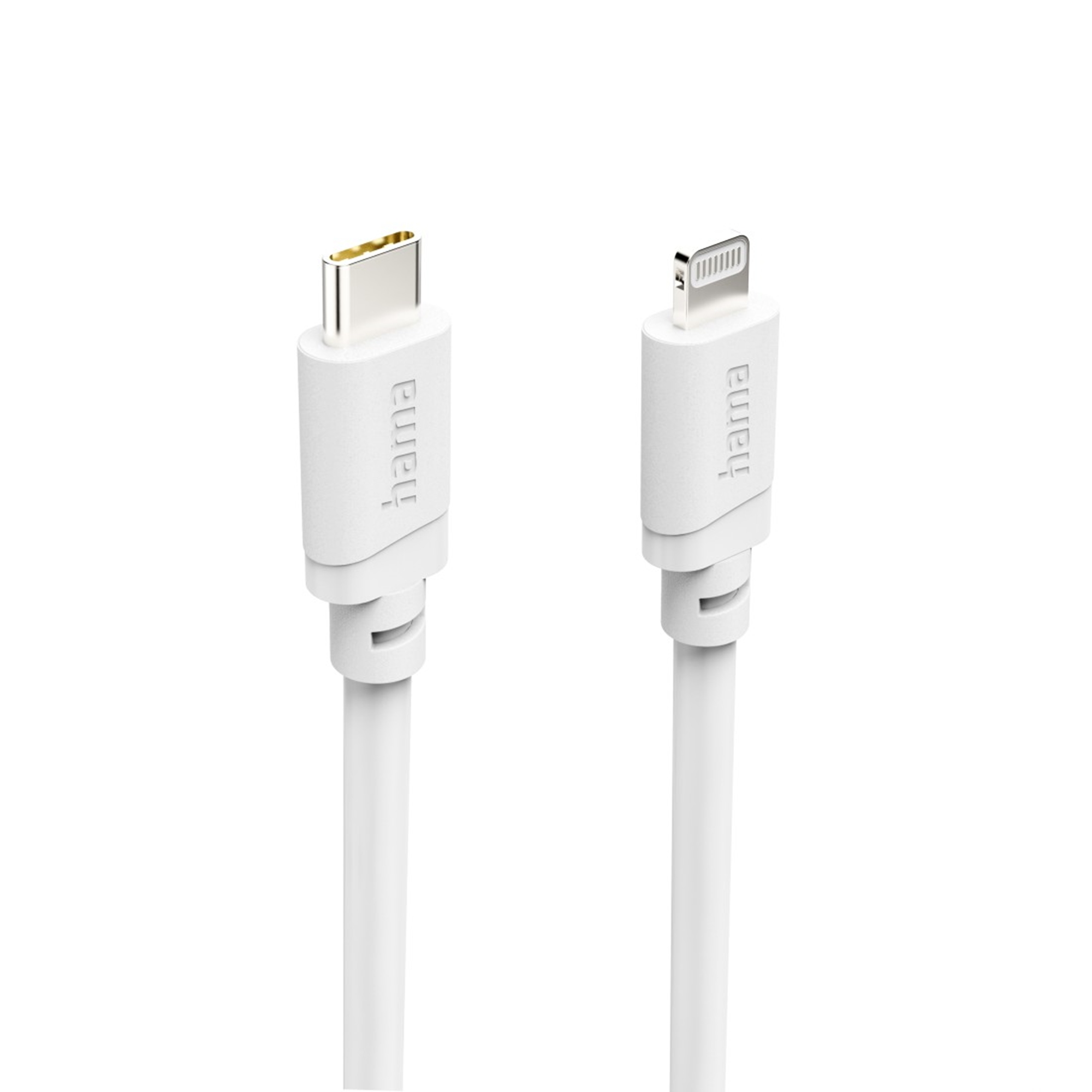 Zwei weiße Ladekabel mit USB-C und Lightning-Anschlüssen.