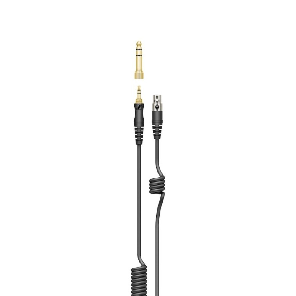 Czarny kabel audio ze złotym adapterem 6,3 mm i wtykiem 3,5 mm.