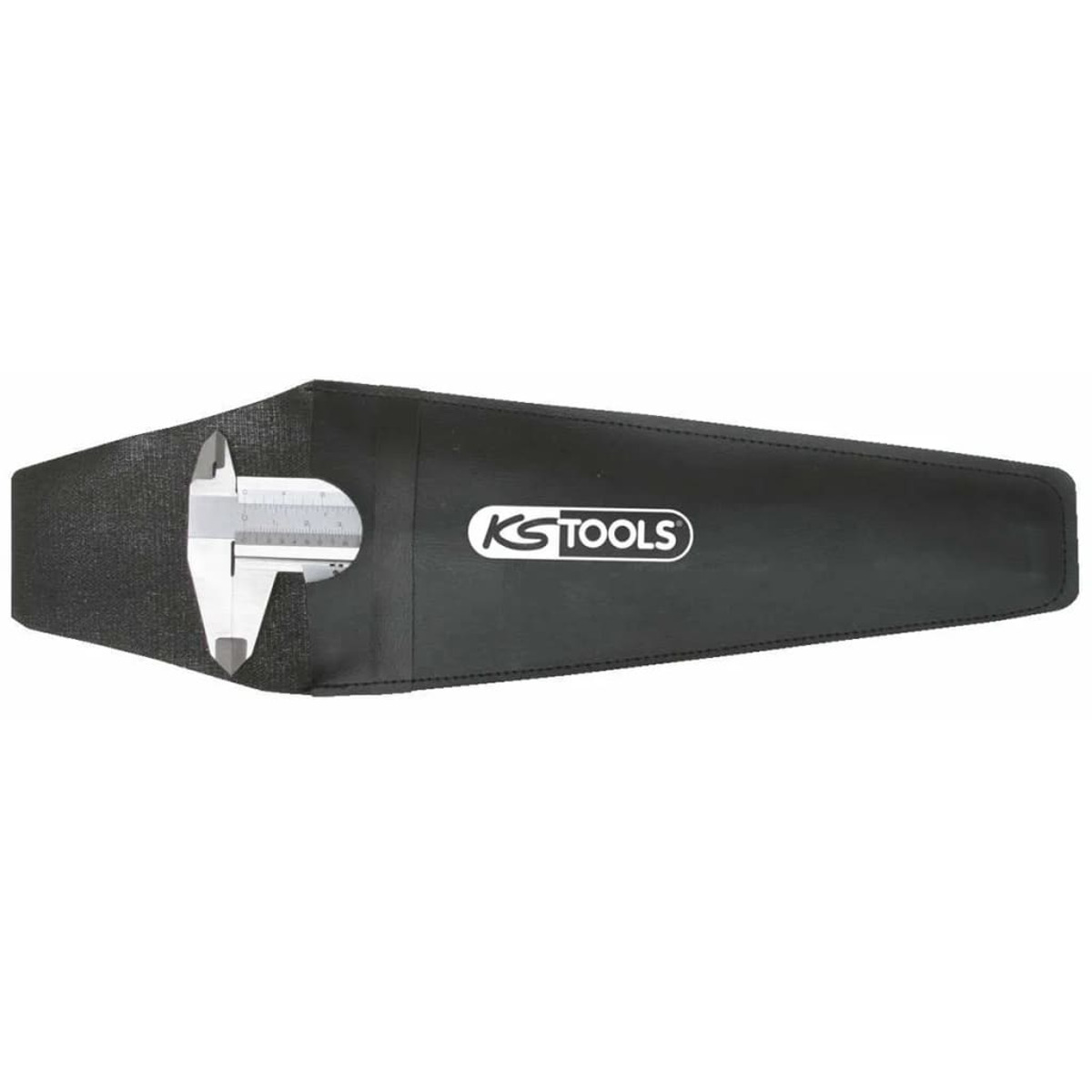 Eine Messschieber in einer schwarzen Schutzhülle mit dem KS Tools Logo.