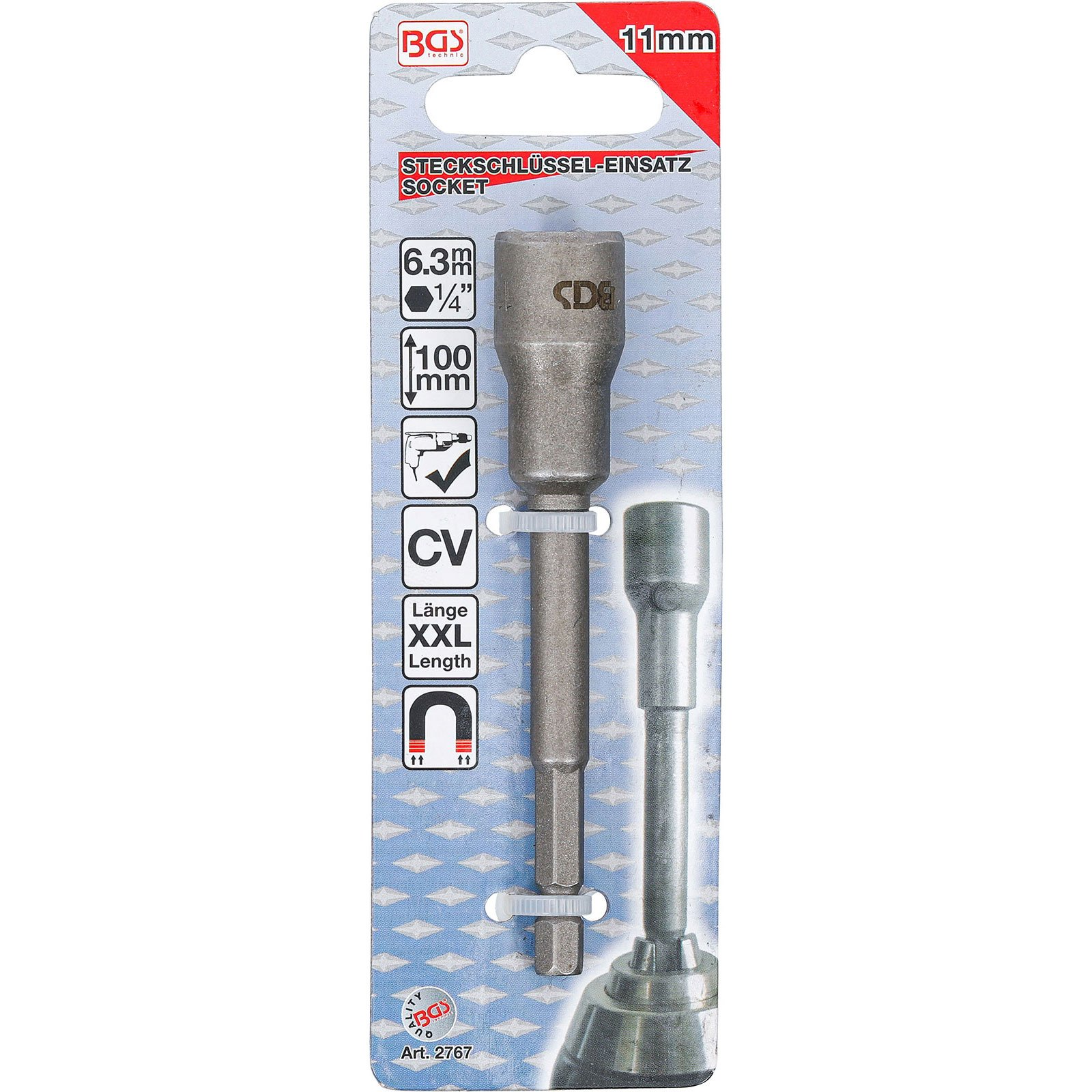 Bussole da 11mm con attacco da 6,3mm, lunghezza 100mm.