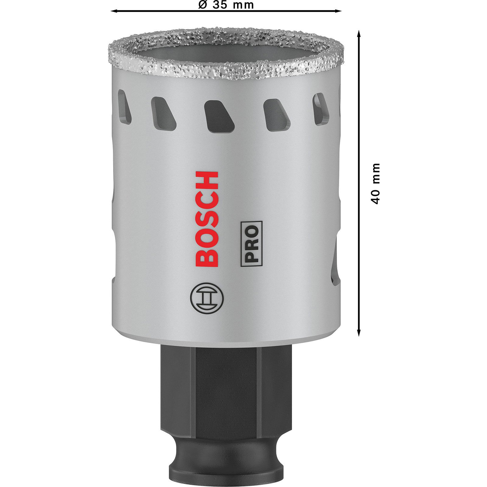 Bosch Pro Diamantkernbohrer, 35 mm Durchmesser, 40 mm Höhe.