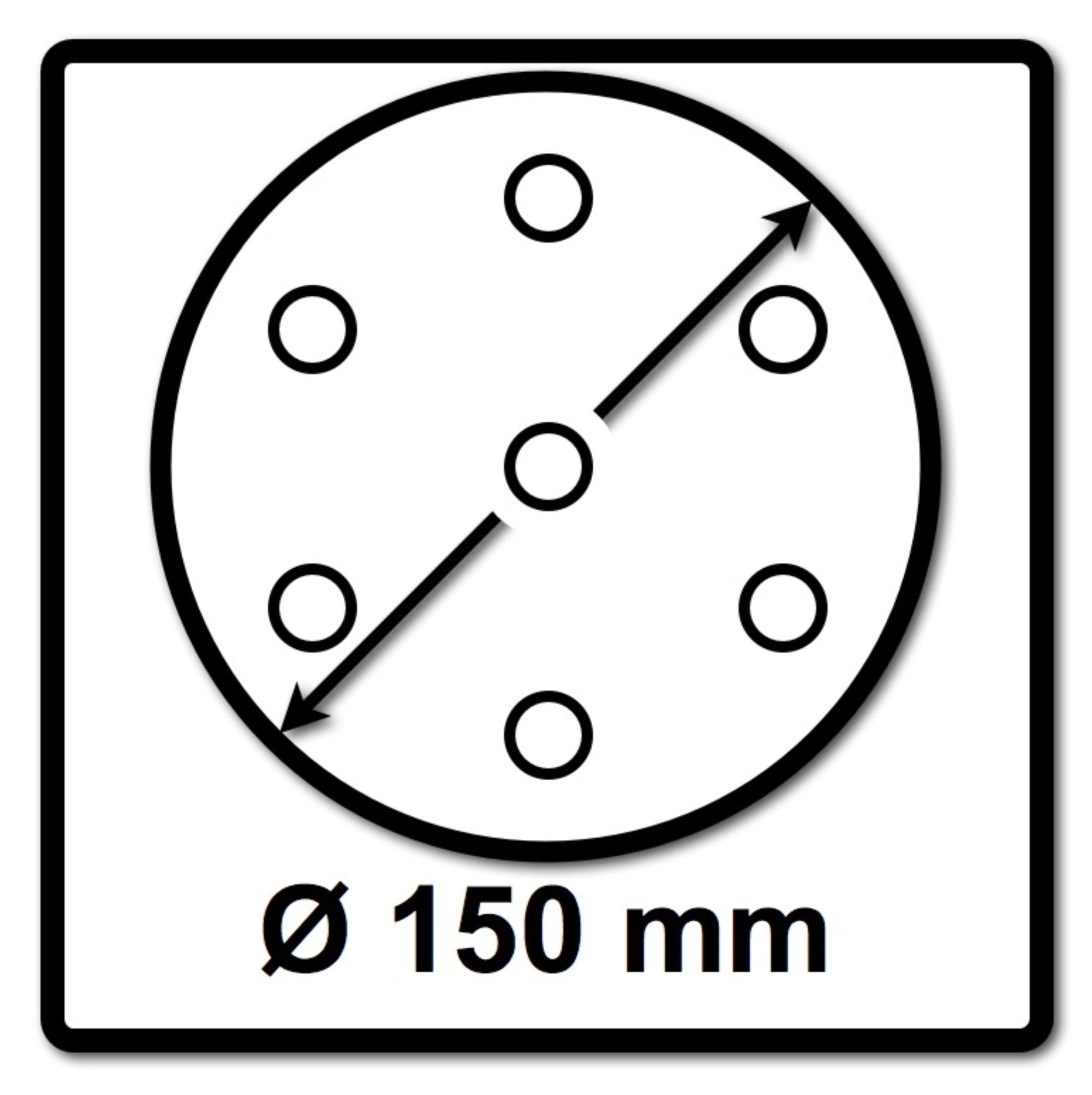 Symbol für 150 mm Durchmesser mit sechs kleinen Kreisen.