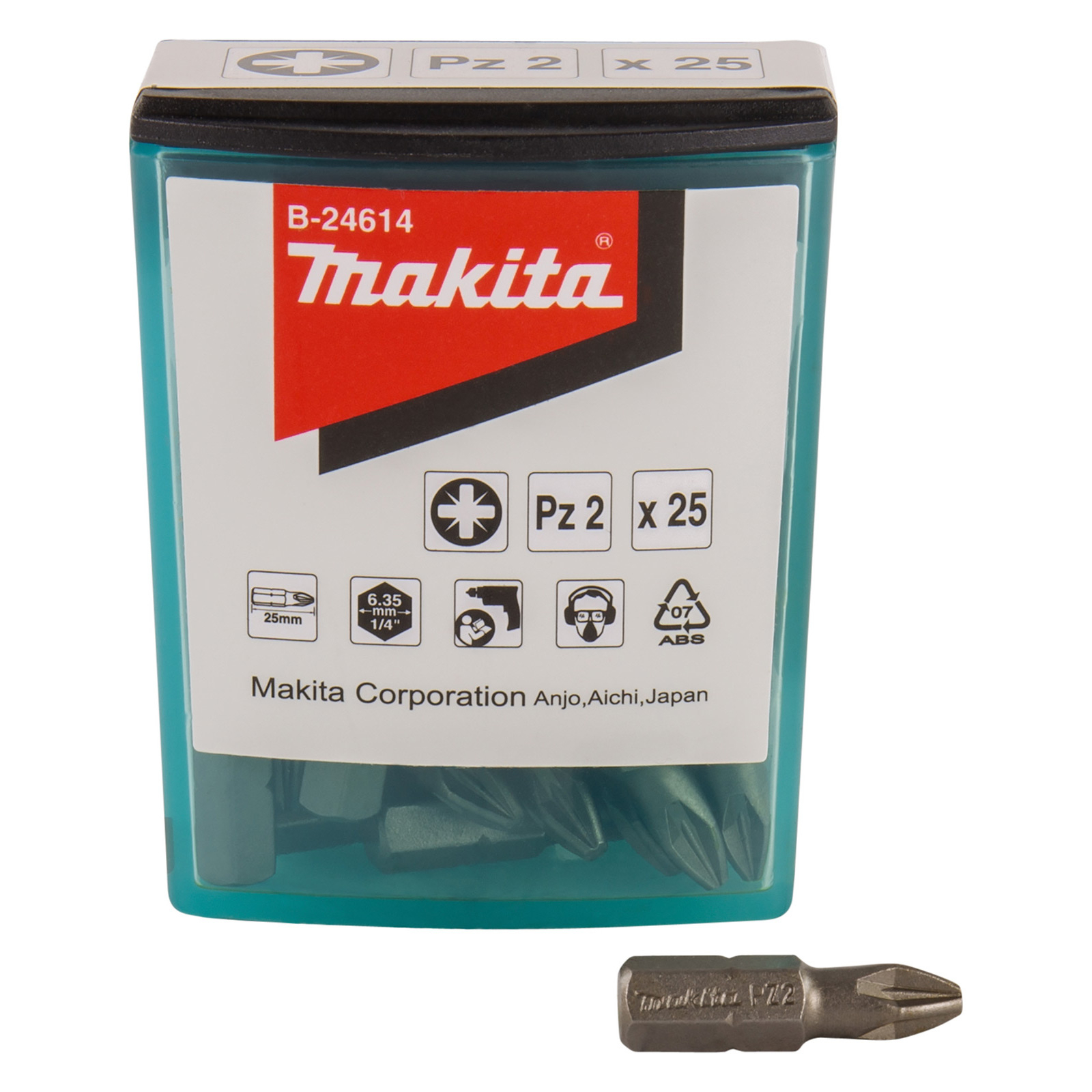 Makita-Schraubendreherbits in einer durchsichtigen Verpackung, mit einem einzelnen Bit daneben.