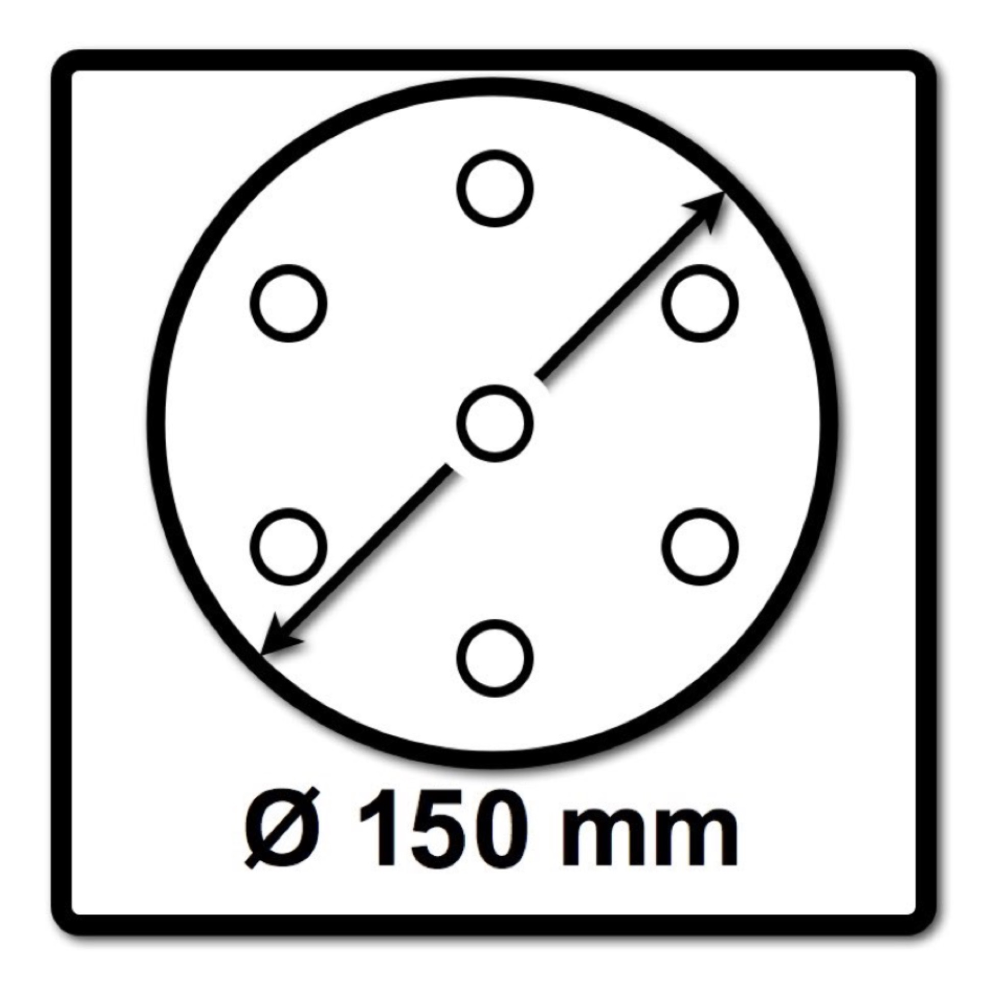 Kreisdiagramm mit 7 Kreisen und Durchmesserangabe 150 mm.