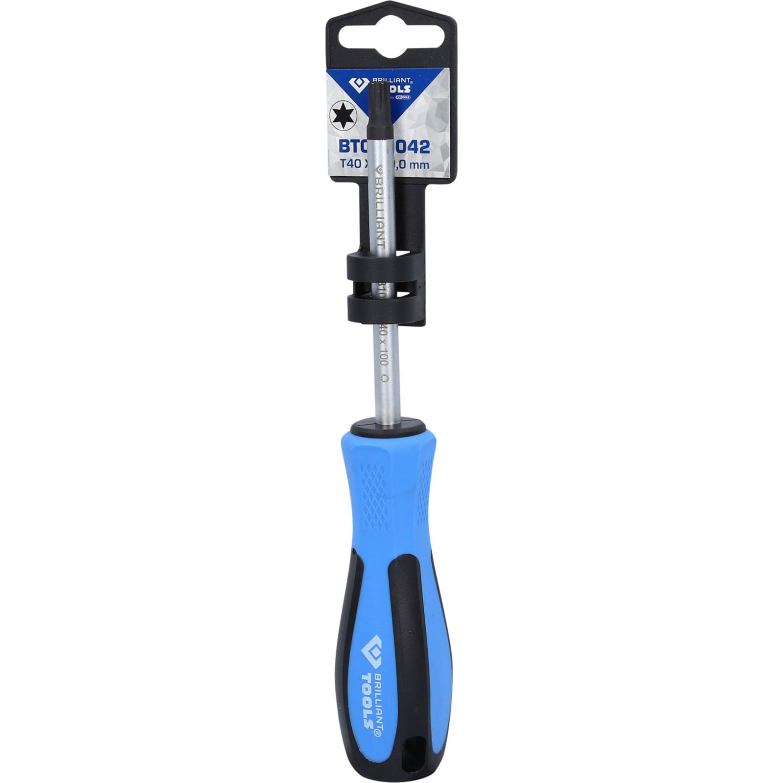 Ein Torx-Schraubendreher mit blauem Griff und der Bezeichnung T40.