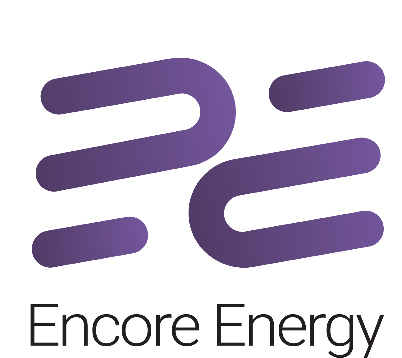 Logo w gradientach fioletu nad tekstem "Encore Energy".