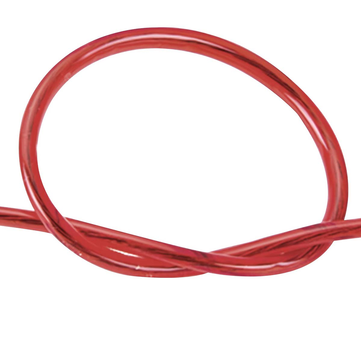 Un cavo rosso è attorcigliato in un anello.