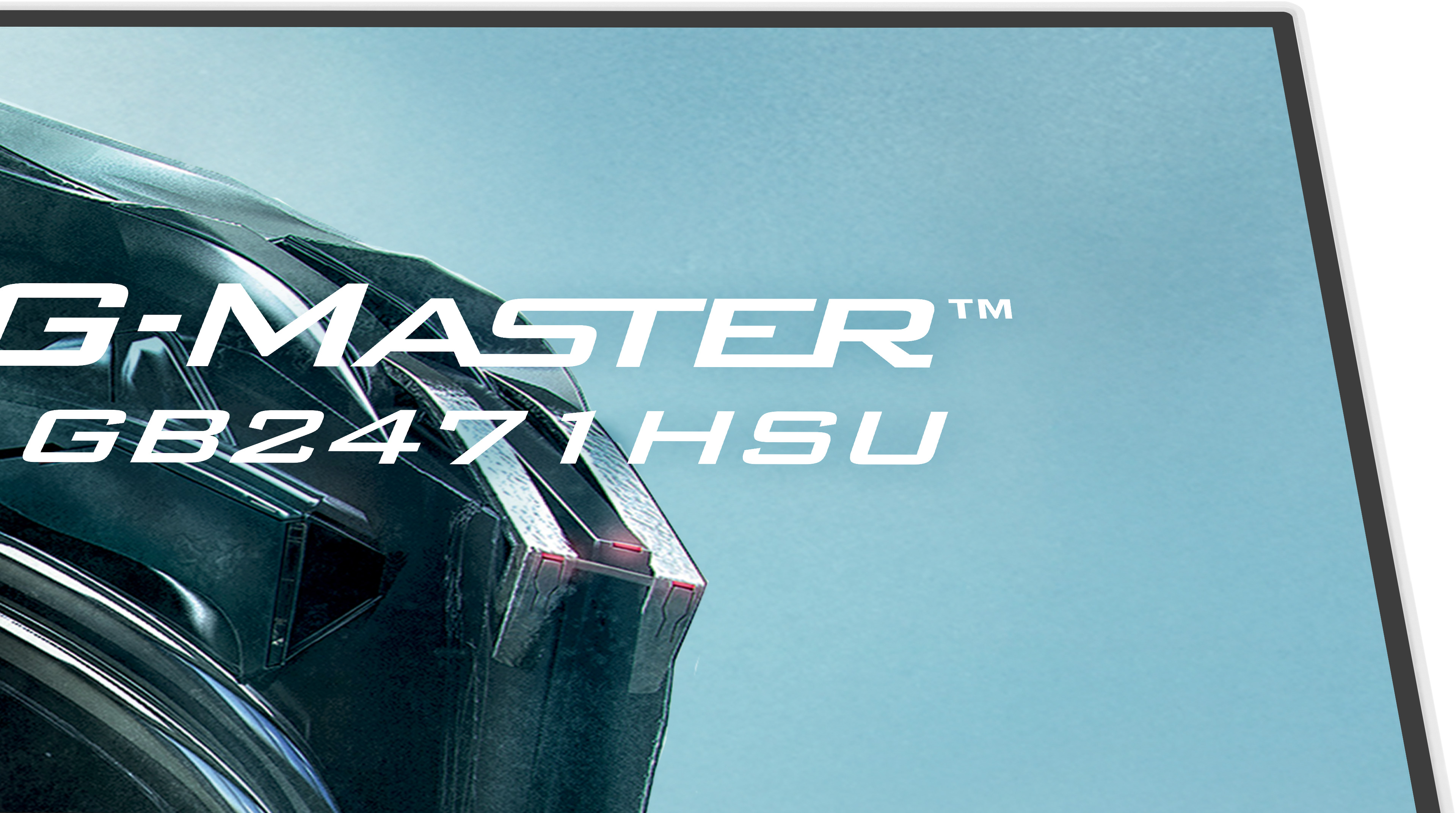 Dark gray monitor with 'G-MASTER GB2471HSU' text on a blue background.