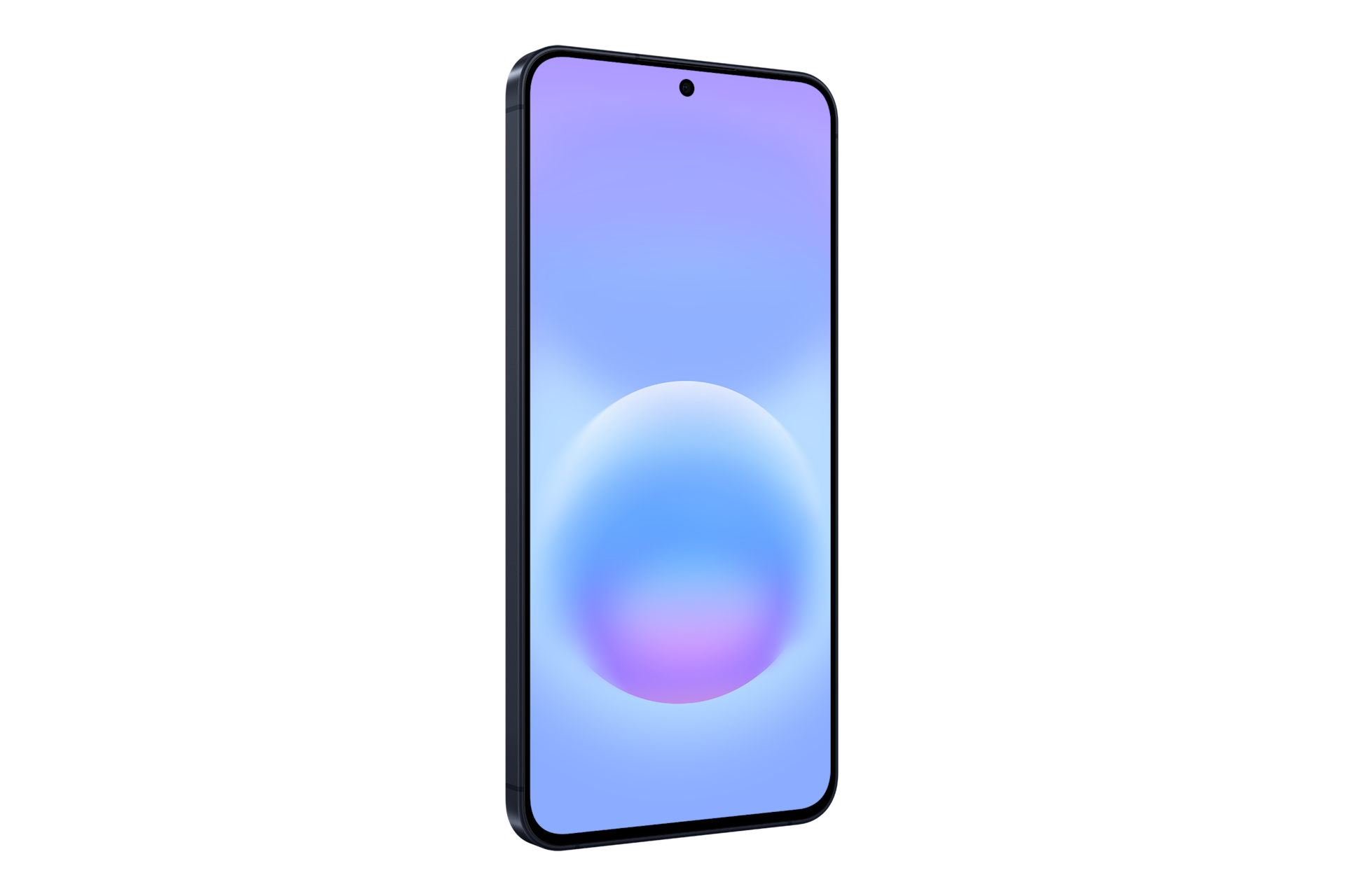 Nowoczesny smartfon z ciemną ramką i gradientowym tłem.