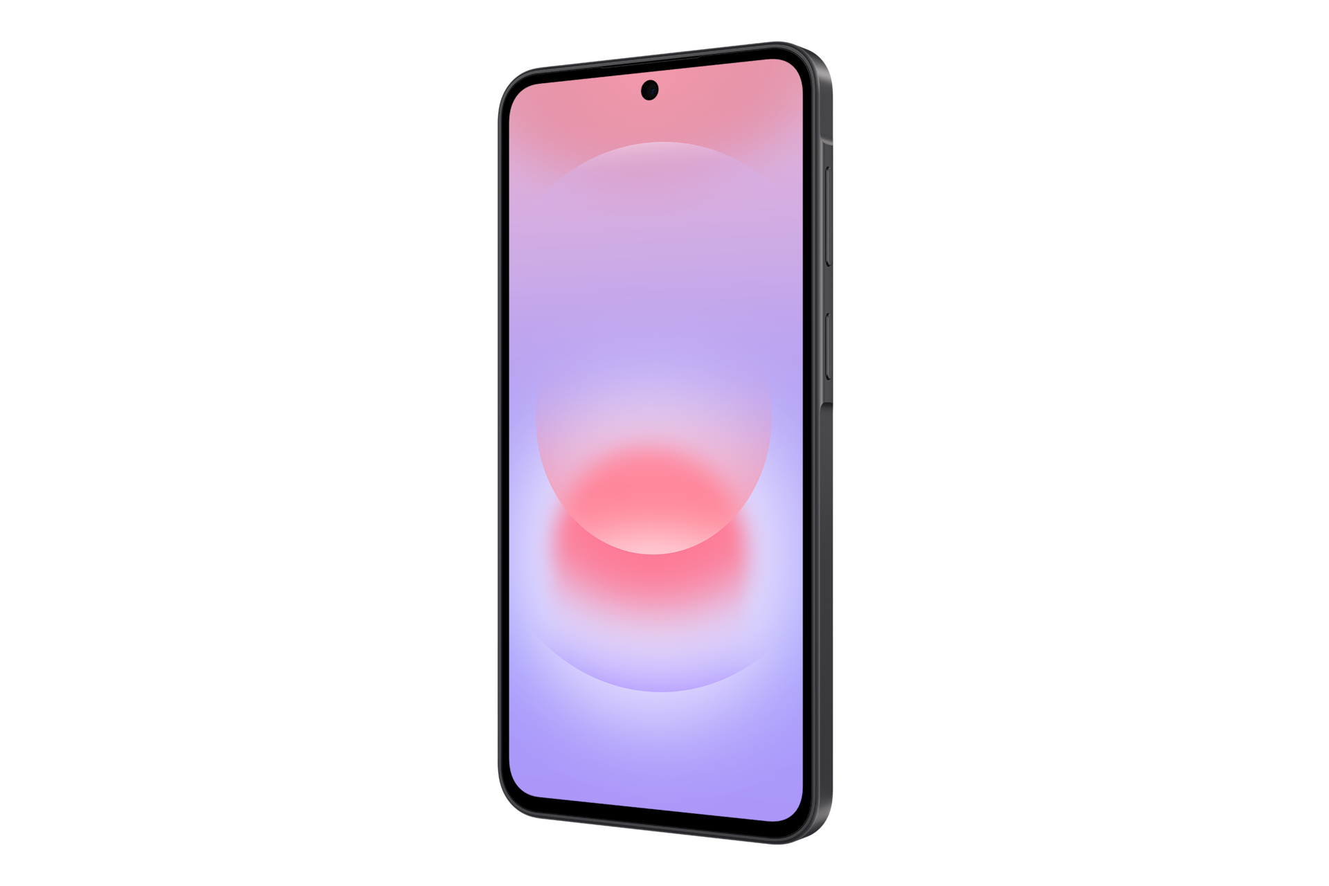 Een zwarte smartphone met een kleurovergang op het scherm.