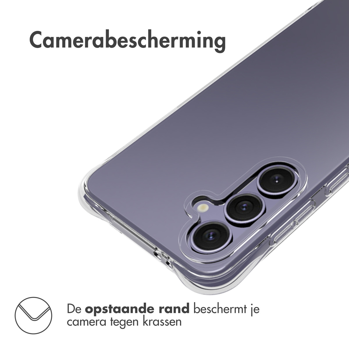 Transparente Handyhülle mit erhöhtem Rand zum Schutz der Kameralinsen.