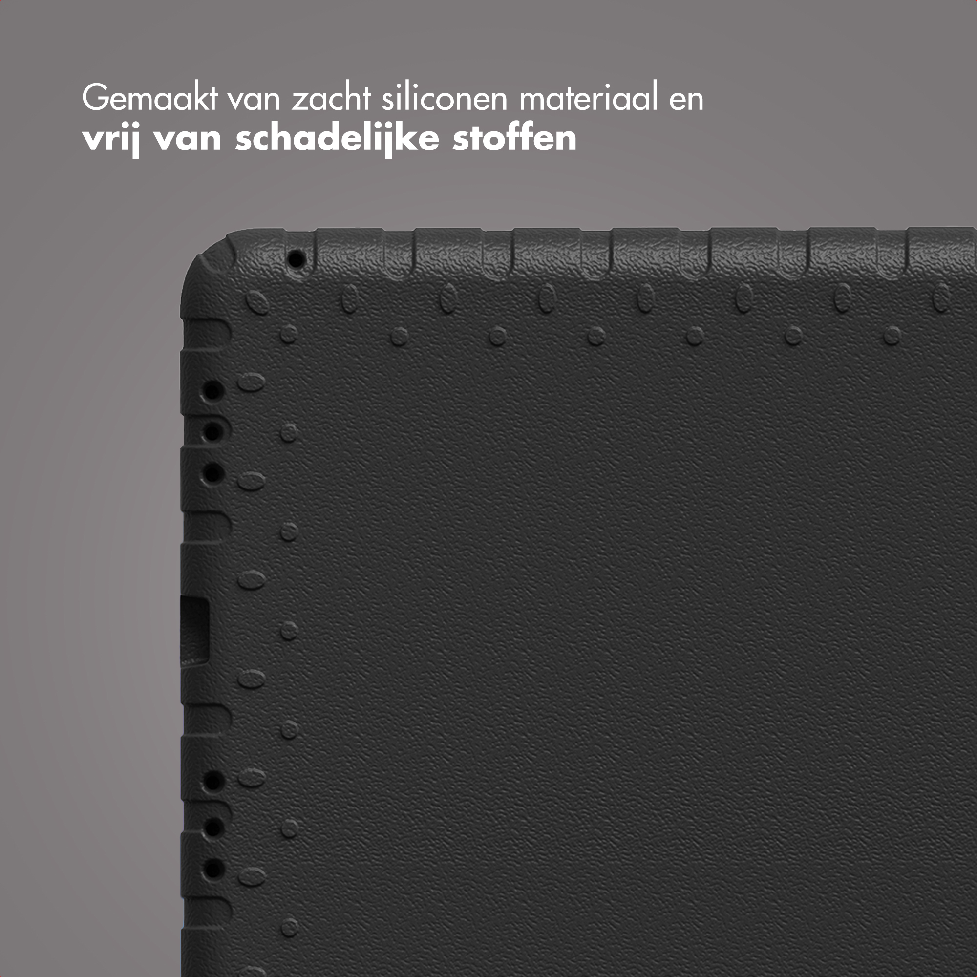Black silicone case with raised dots and port cutouts.