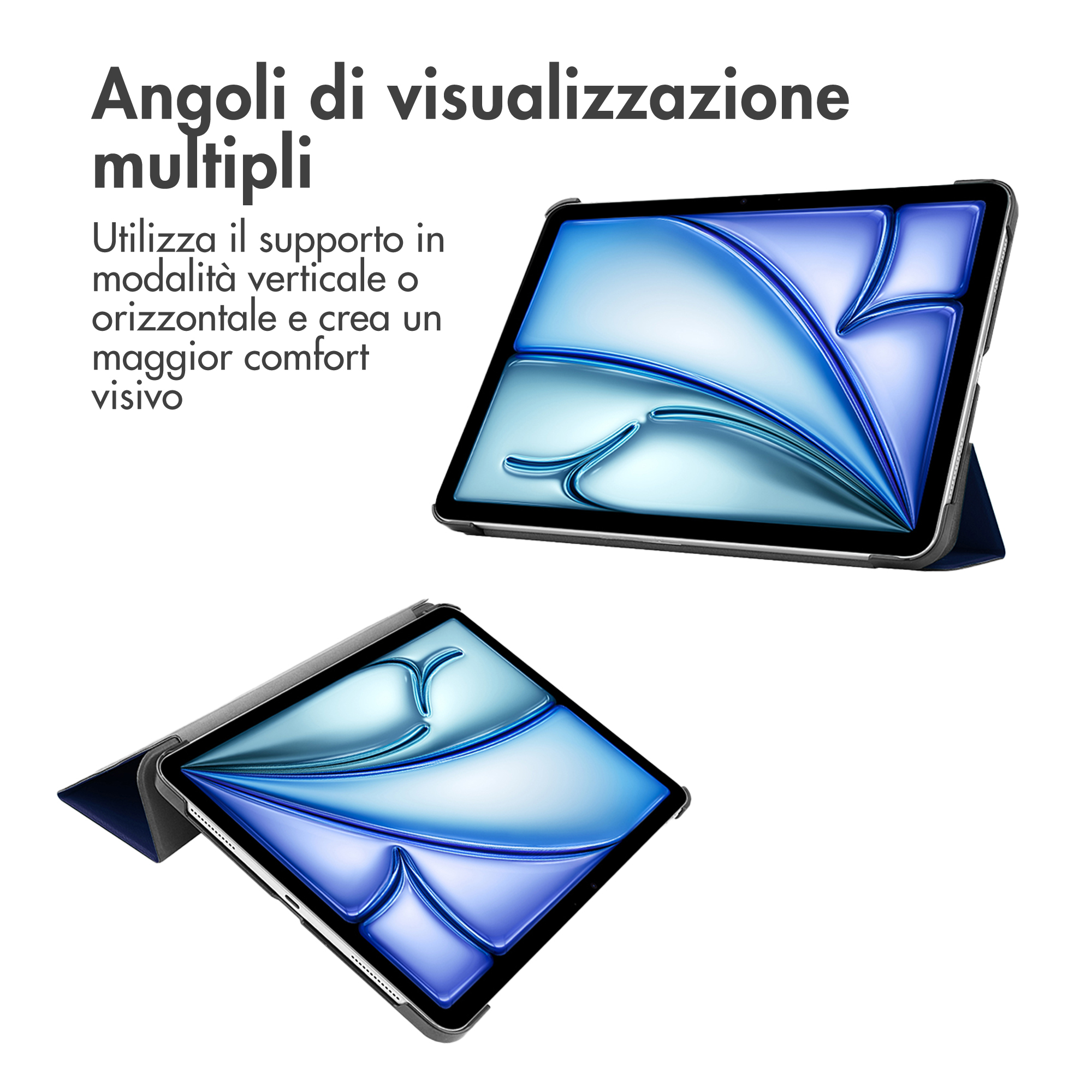 Two tablets in protective cases, one displayed vertically, one horizontally.