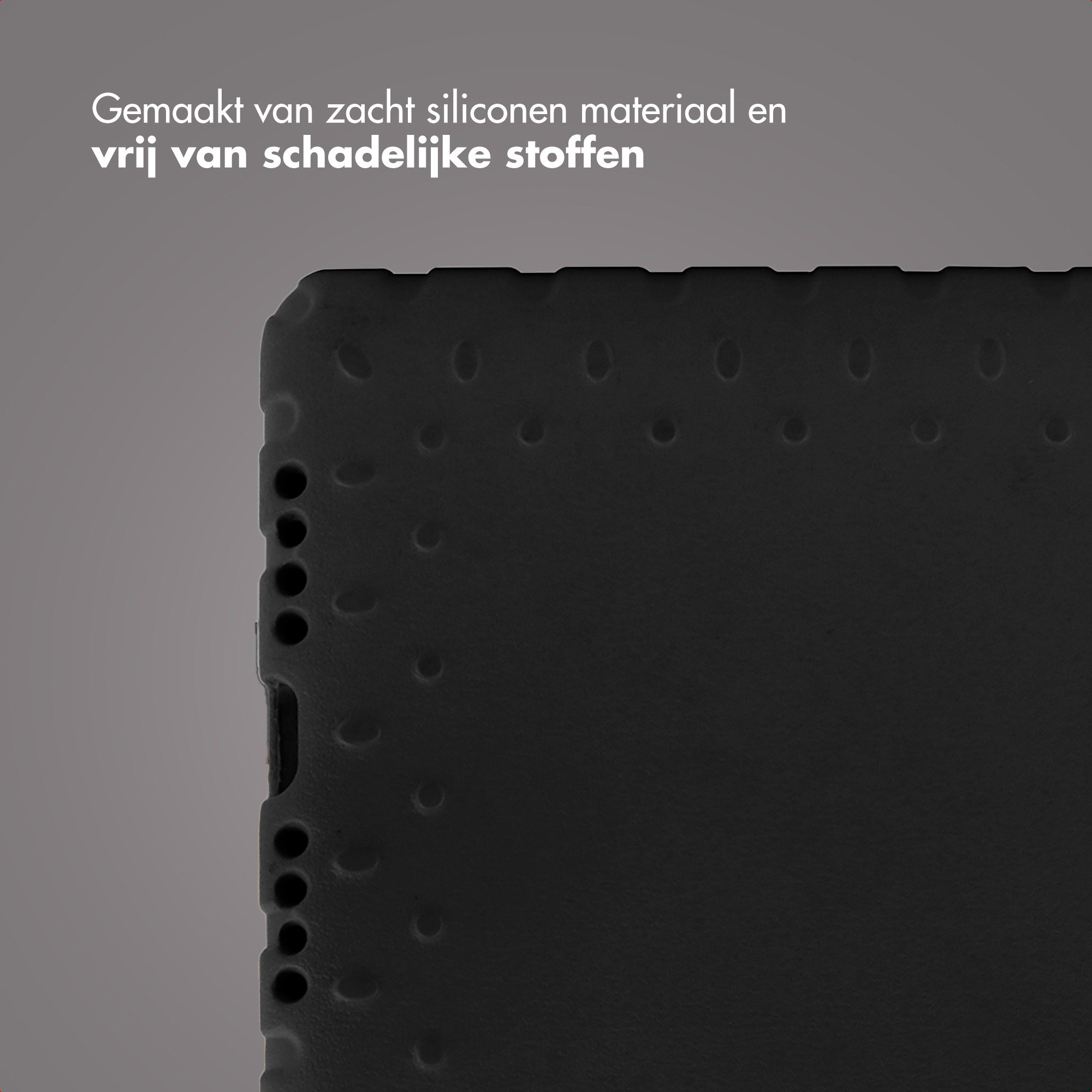 Zwart siliconenmateriaal metütextuur en verhoogde puntjes.