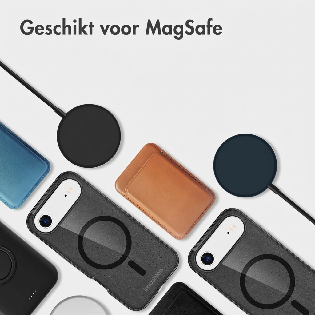 iPhone-hoesjes en MagSafe-laders in diverse kleuren.