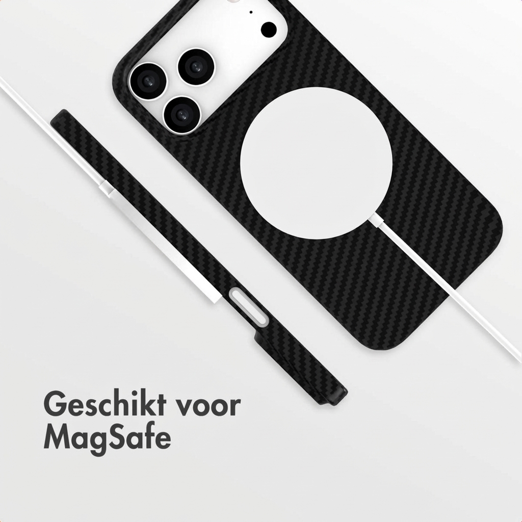 Custodia nera effetto carbonio compatibile MagSafe.