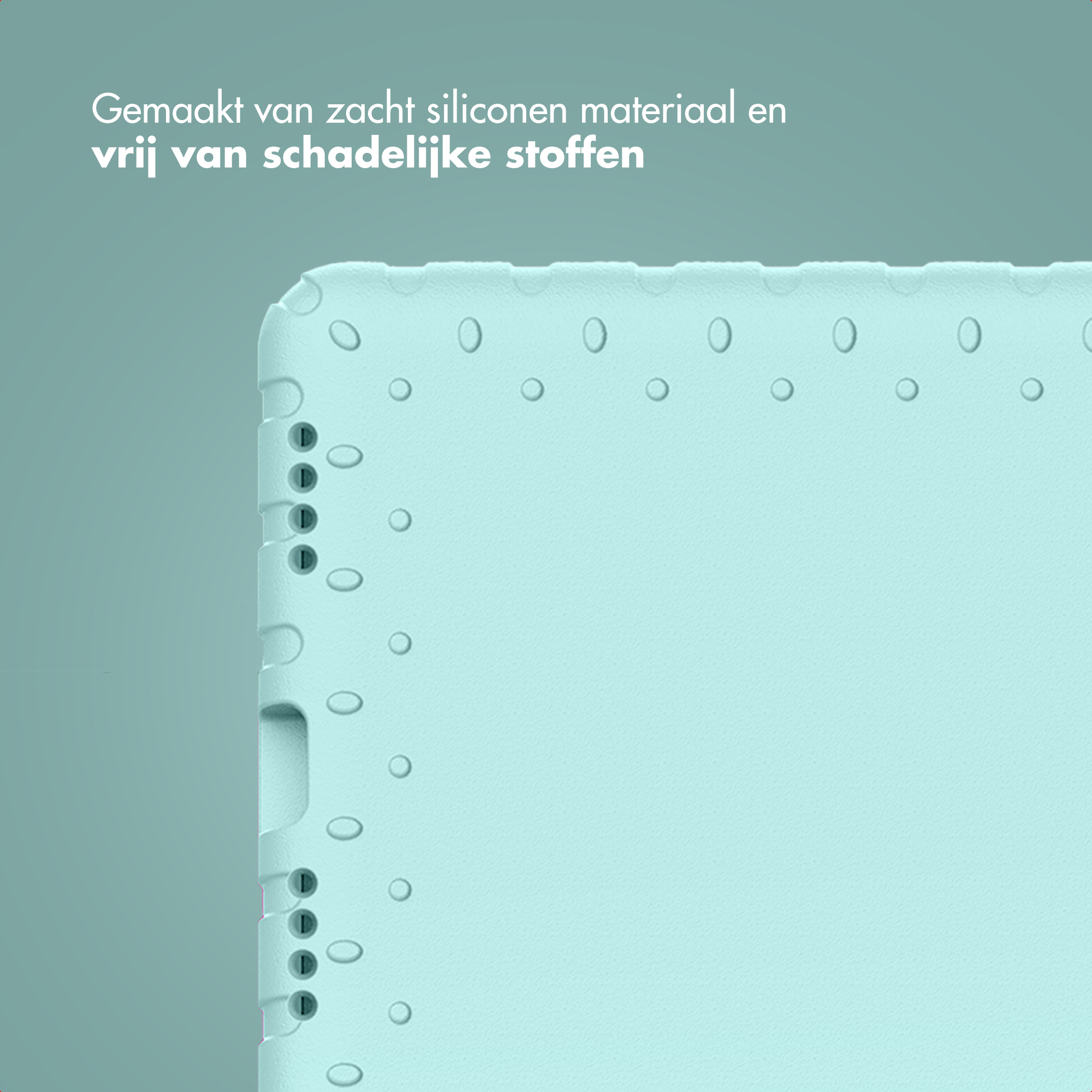 Lichtblauwe siliconen ondergrond met kleine en grote cirkels.