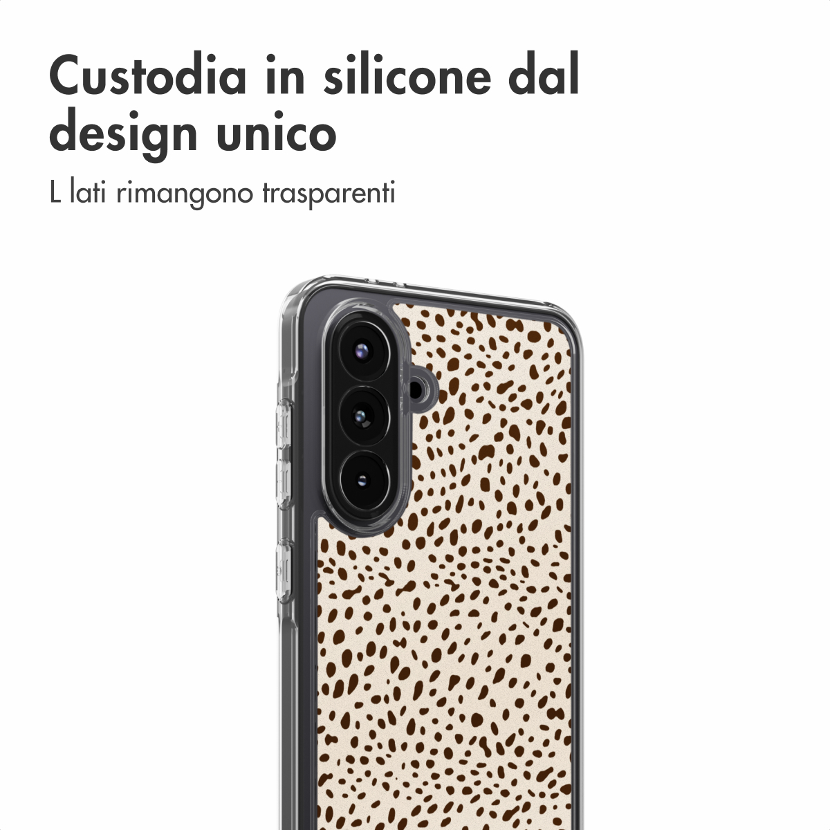 Een telefoonhoesje met luipaardprint en een camerasysteem met drie lenzen.