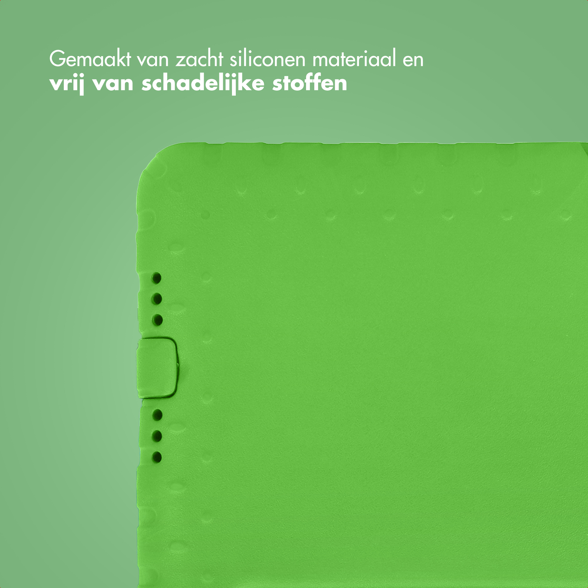 Groene siliconen beschermhoes met kleine bobbels en knoppen.