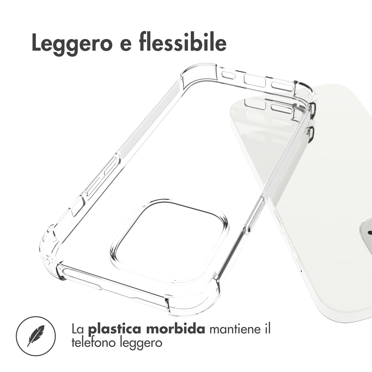 Transparante telefoonhoes, licht en flexibel.