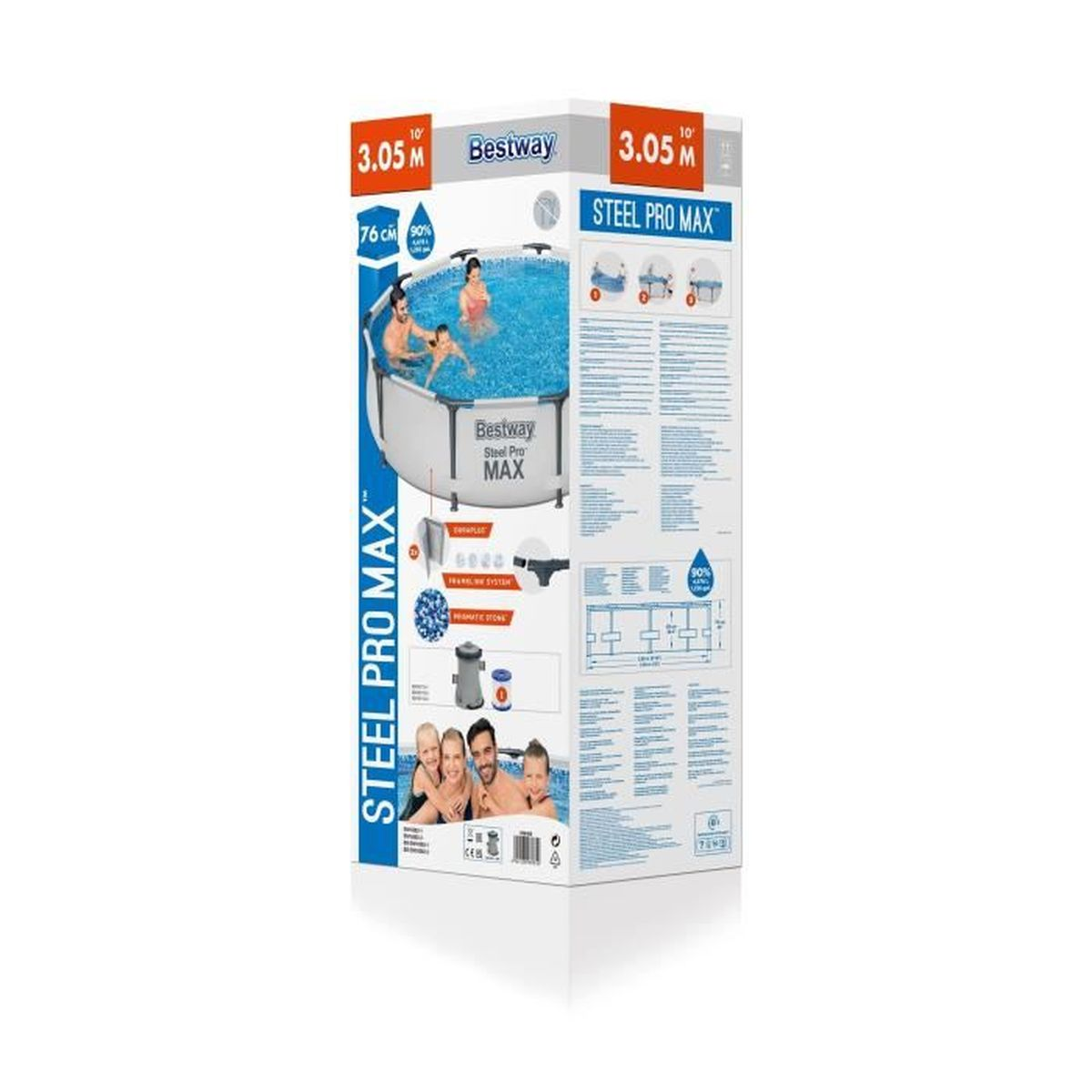 Opakowanie basenu Bestway Steel Pro MAX z rodziną.