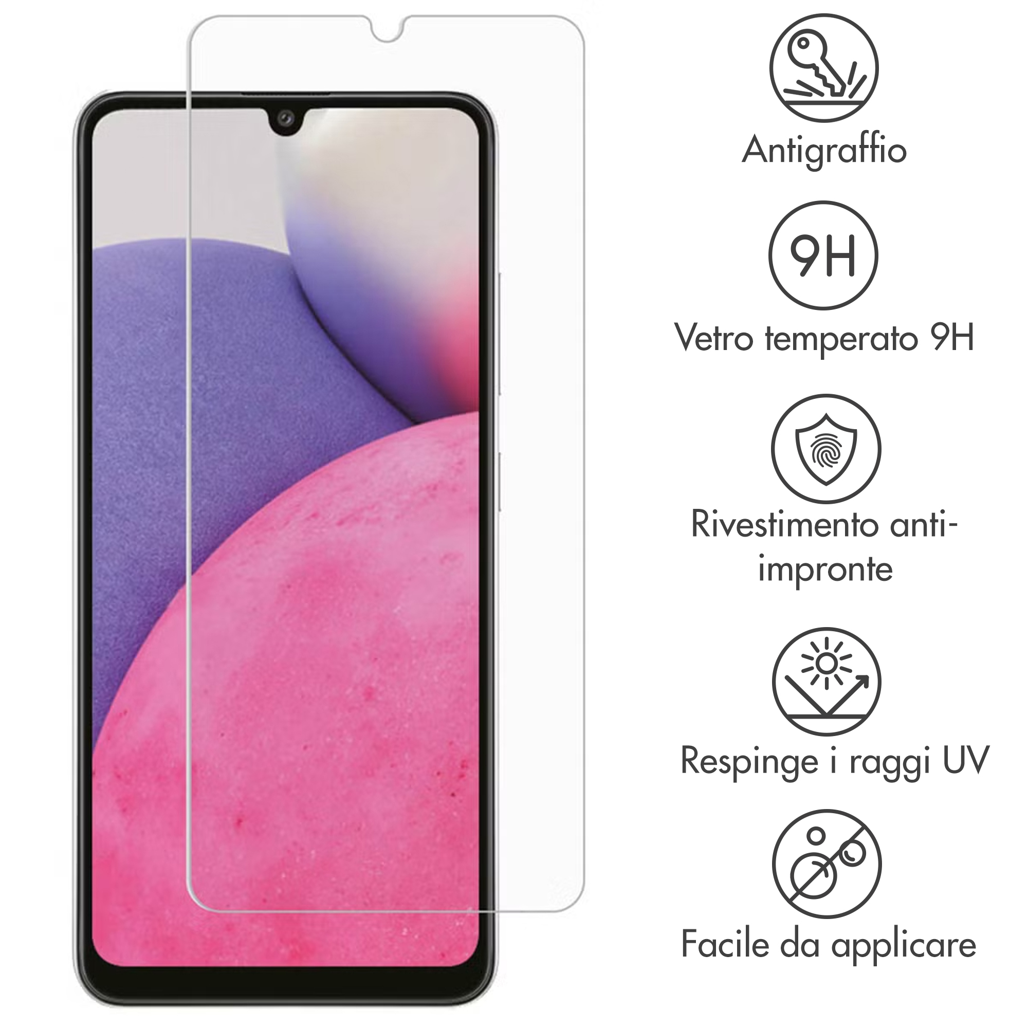Screenprotector smartphone: 9H hardheid, krasbestendig, anti-vingerafdruk & UV-werend.
