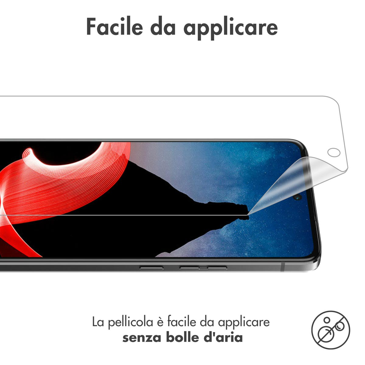 Screen protector being applied to a smartphone, easy to peel.
