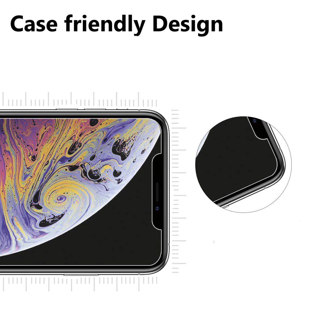Schermo smartphone con motivo astratto colorato e dettaglio dell'angolo in alto a destra.