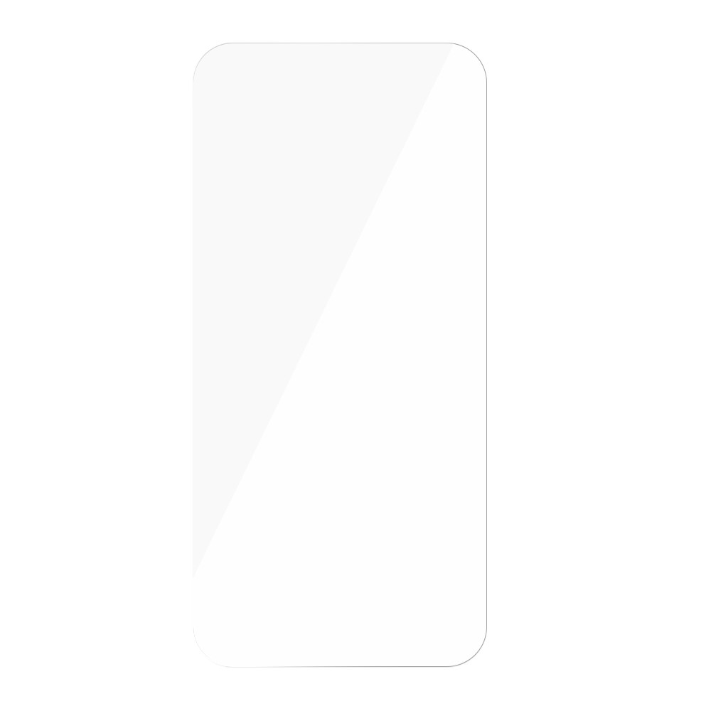 Un protecteur d'écran transparent pour smartphone, fond blanc.