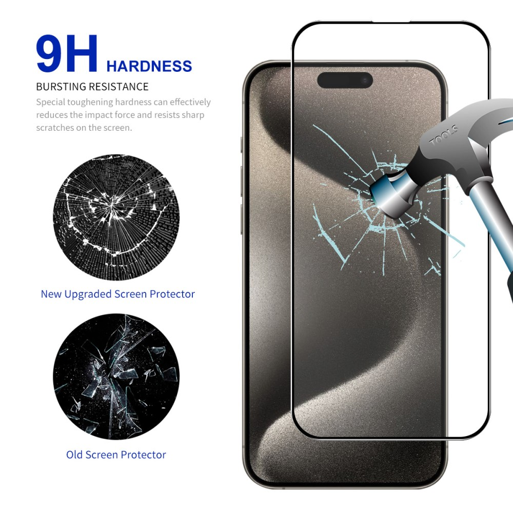 Un marteau frappe un protecteur d'écran sur un téléphone portable.