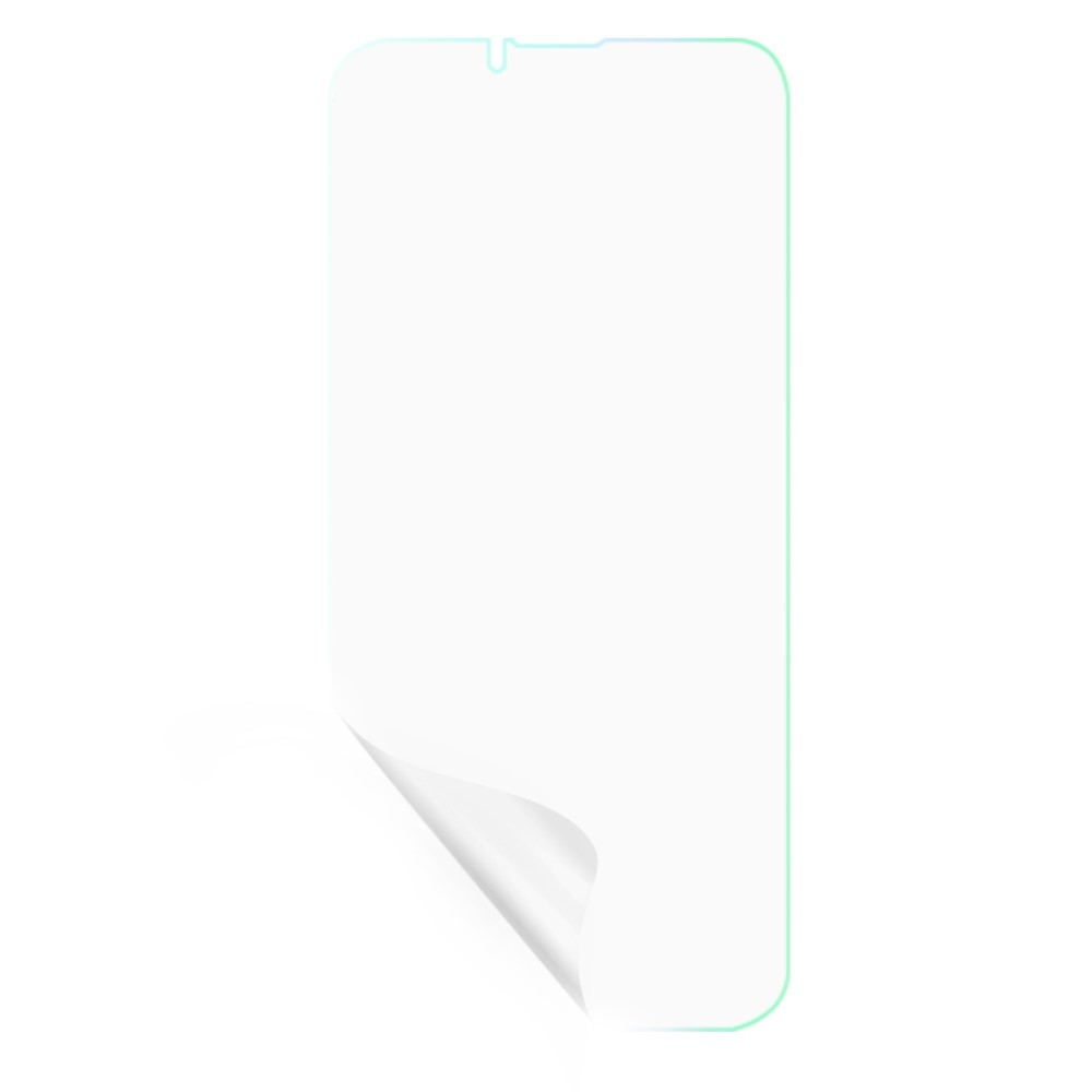 Un protecteur d'écran transparent pour smartphone, dont un coin se décolle.