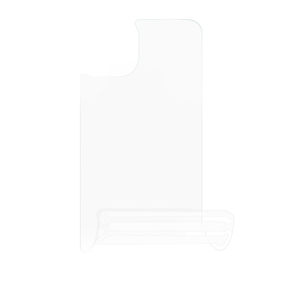 Protection d'écran en verre transparent pour smartphone, avec découpe en haut.