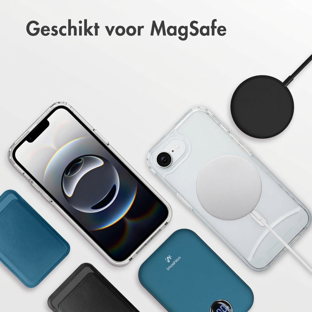 Accessoires iPhone : Coques, chargeur MagSafe, batterie externe et porte-cartes.