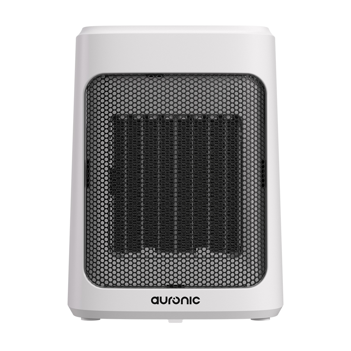 Un radiateur blanc et rectangulaire avec grille et logo noirs.