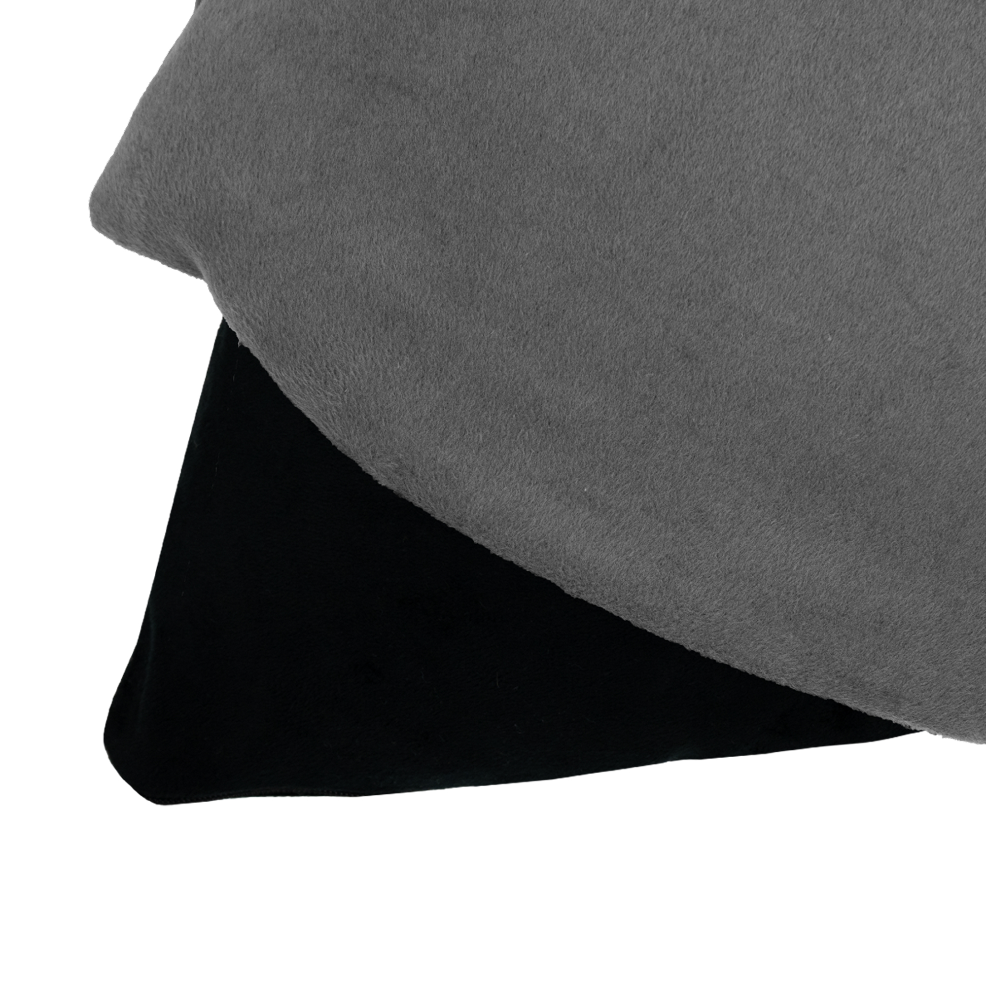 Deux morceaux de tissu, un gris et un noir, sont superposés.