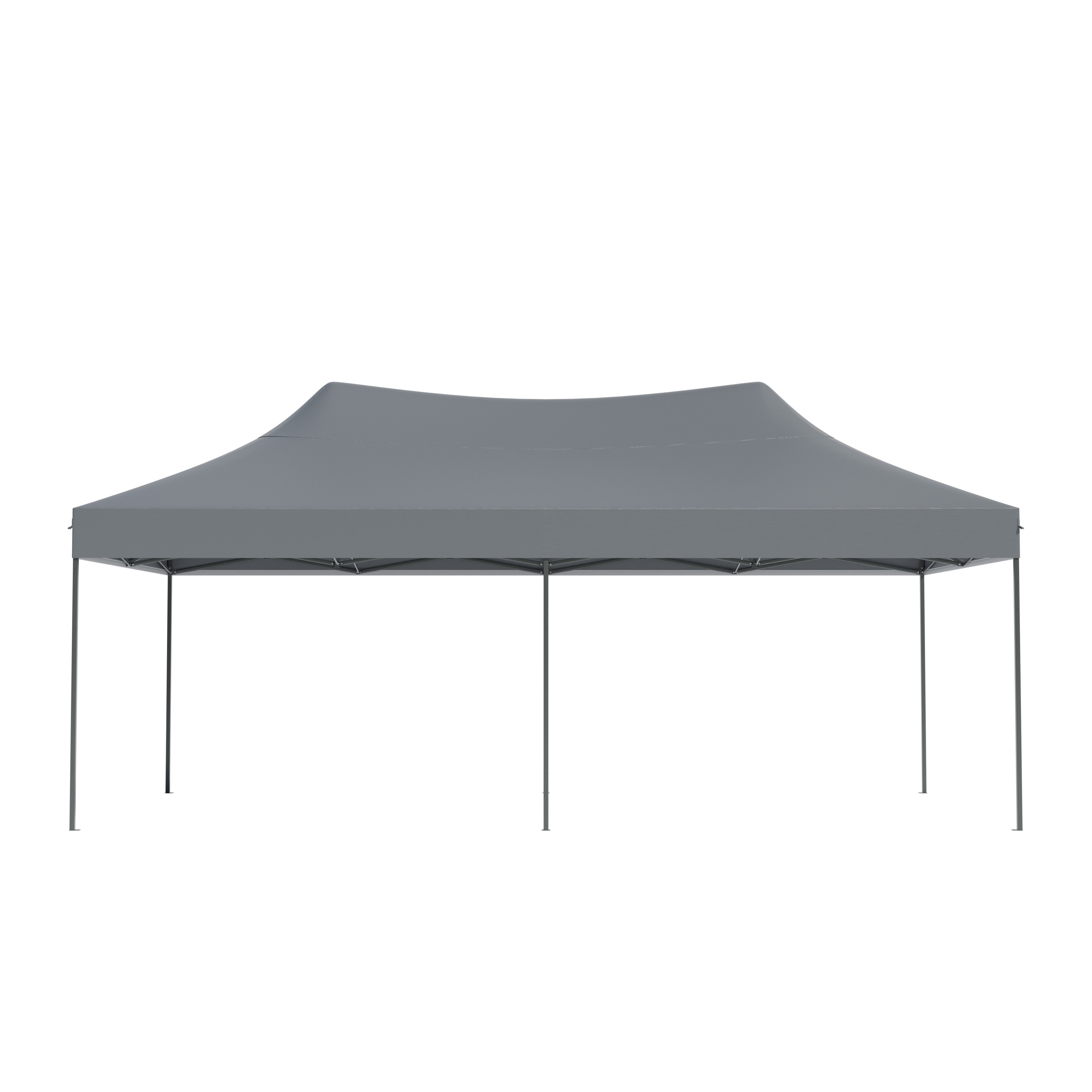 Gray pop-up canopy tent with eight legs on a white background.