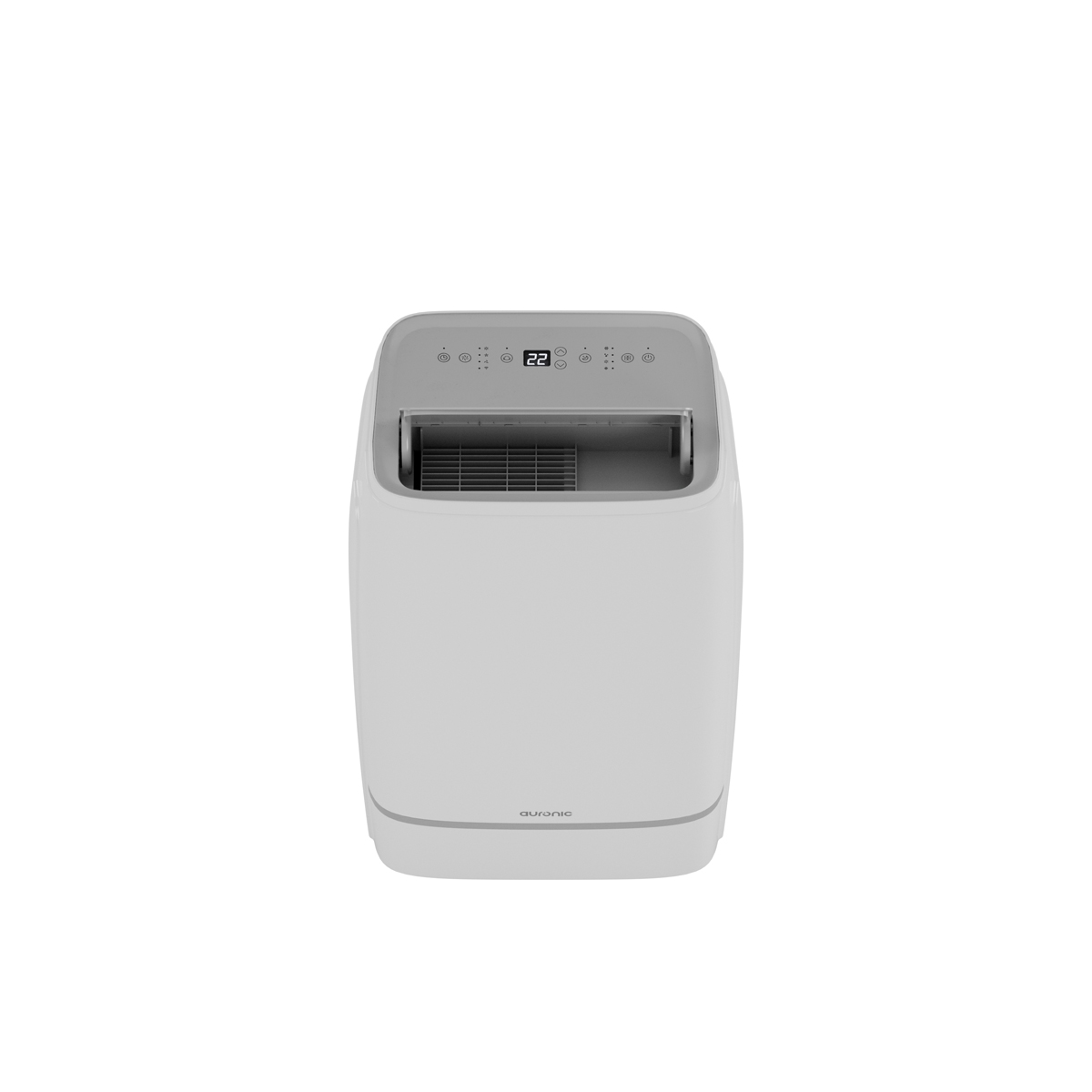 Un refroidisseur de climatiseur portable blanc avec écran numérique et boutons.