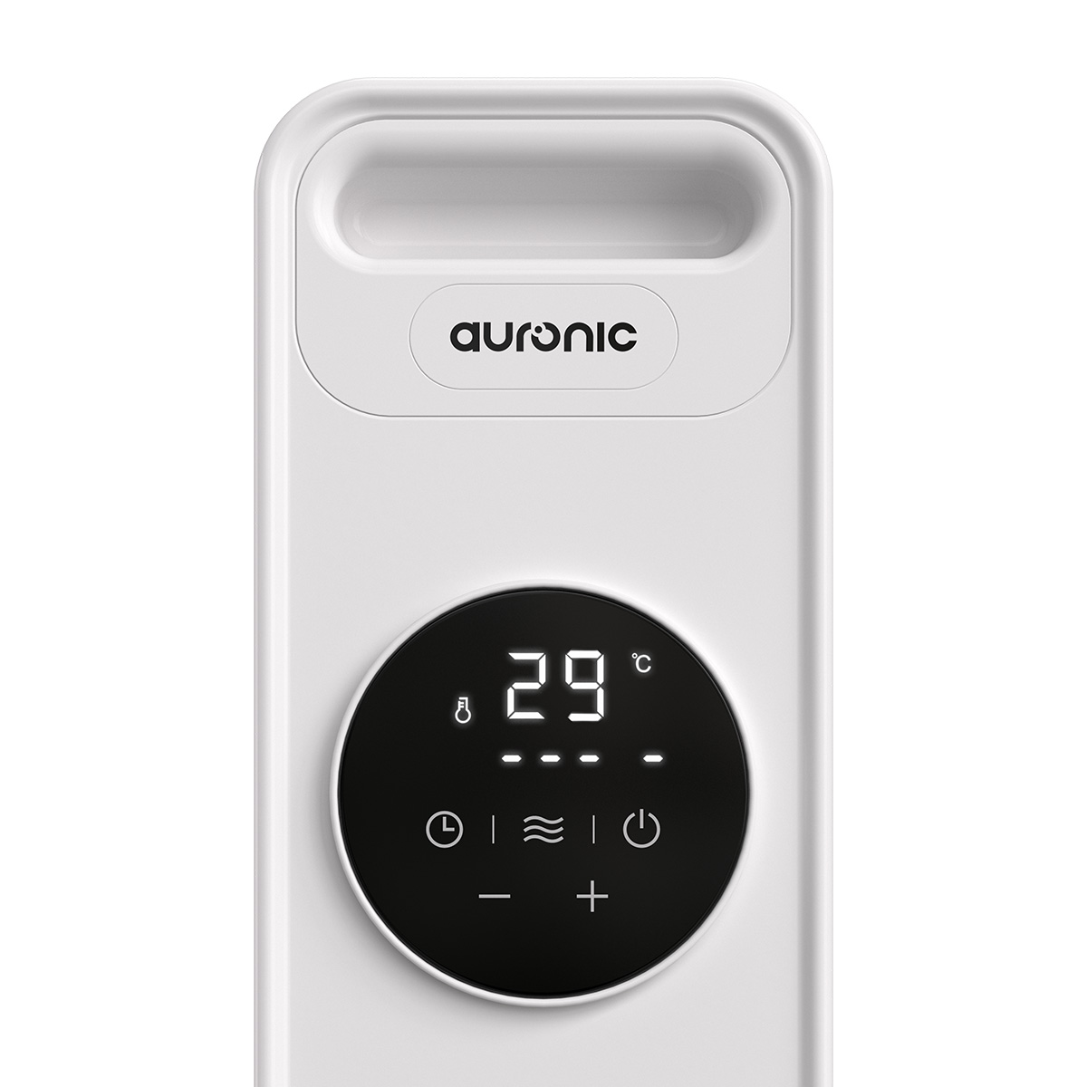 Wei02er Auronic-Heizk02per mit digitalem Display, das 29 Grad anzeigt.