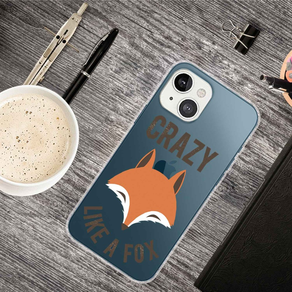 Une coque de téléphone avec un renard et le texte "CRAZY LIKE A FOX".