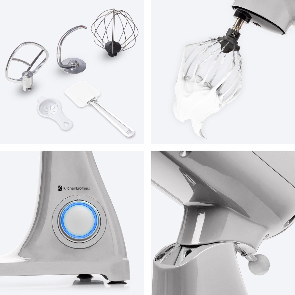 Standmixer accessoires en onderdelen in detail; witte room op garde.