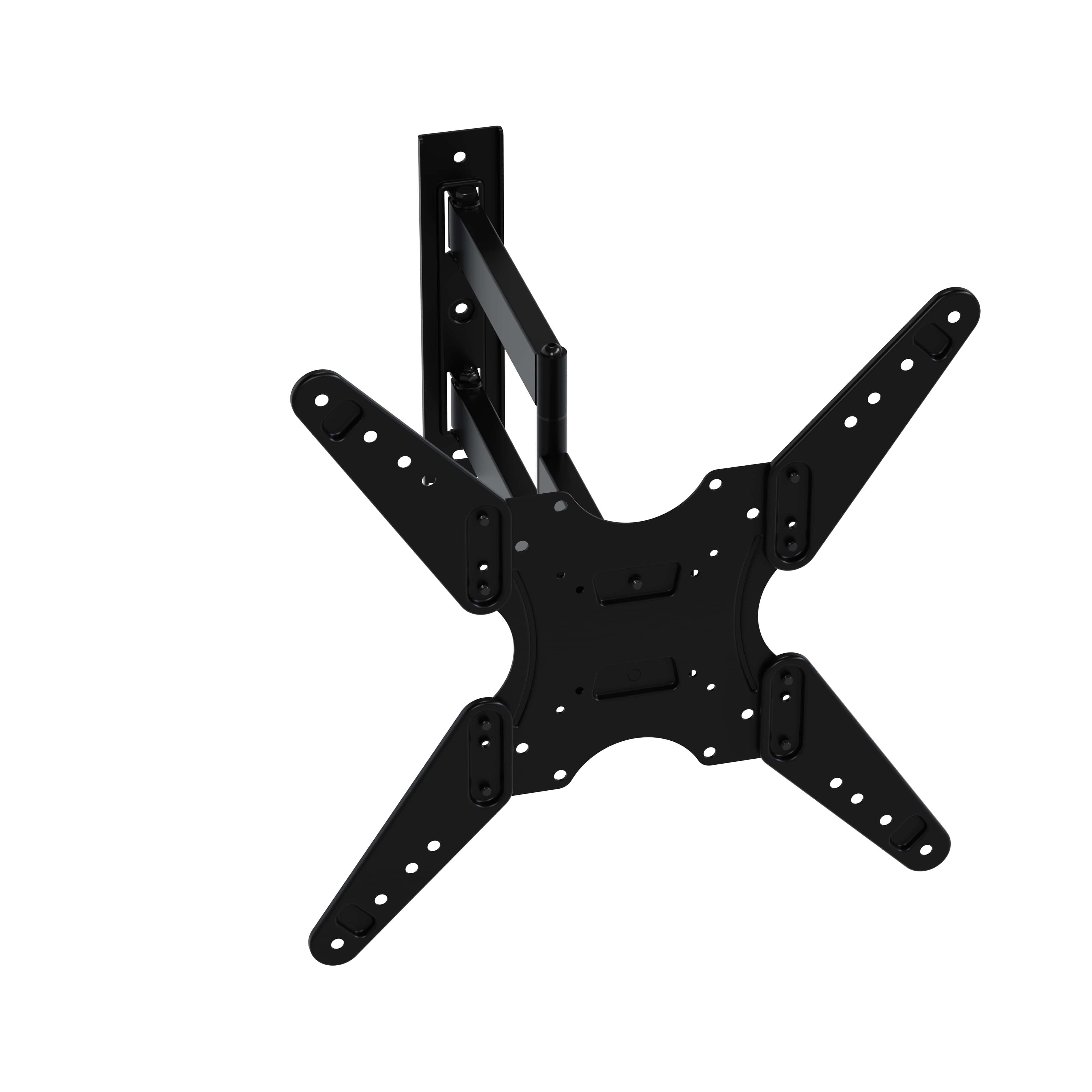 Black articulated wall mount with multiple joints and VESA plate.