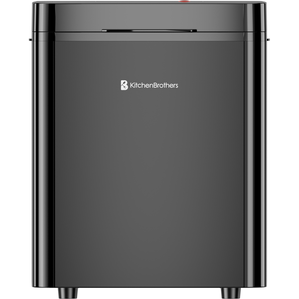 A black rectangular shredder with the KitchenBrothers logo.